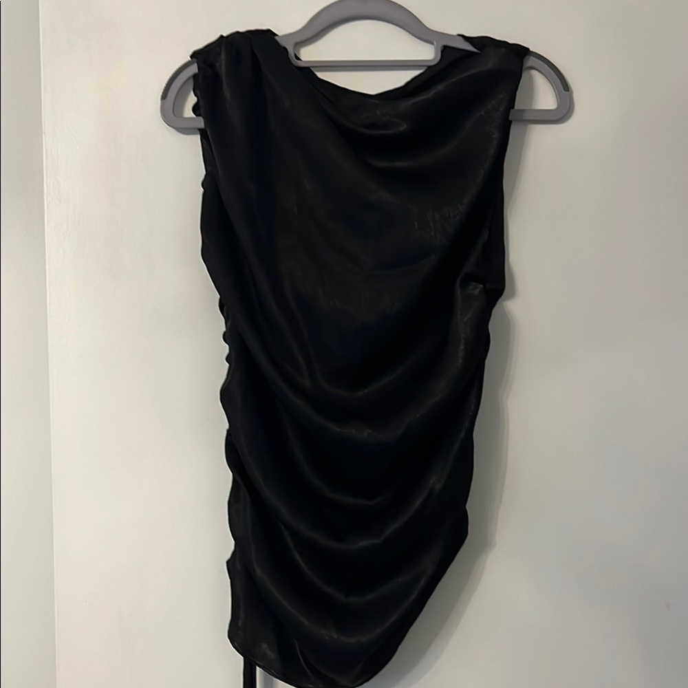 Topshop Black Asymmetrical Ruched Bodycon Top